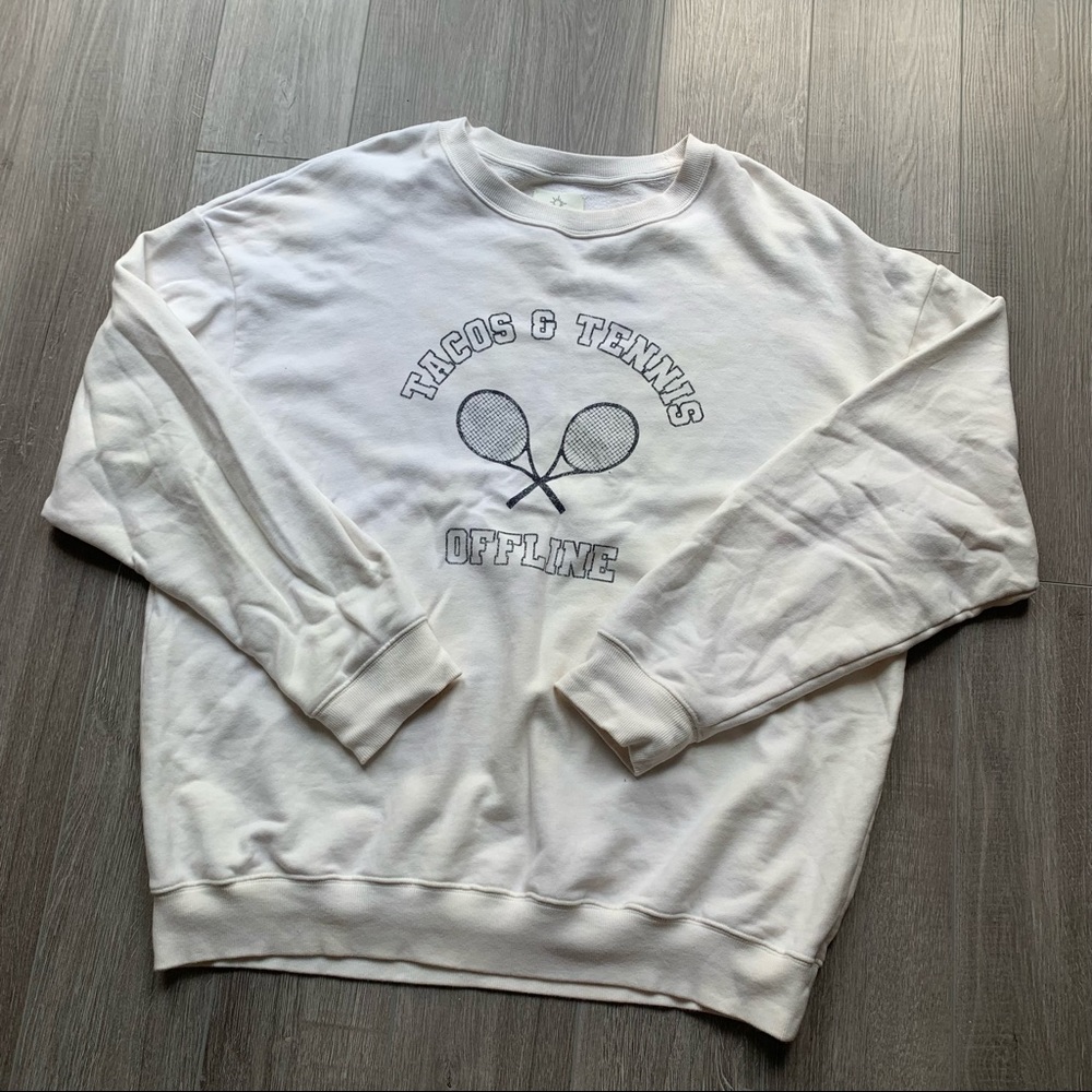 Beige Tacos & Tennis Crewneck Sweatshirt